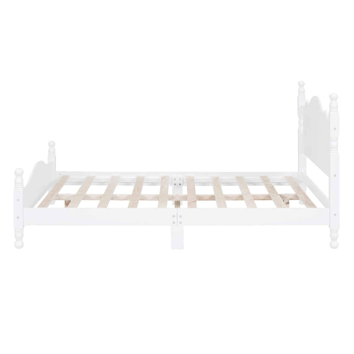 variant-group:rf-n733wf310129aak|Roomfitters Full Size Wood Platform Bed Frame, Retro-Inspired Design with Sturdy Wooden Slat Support for Classic and Modern Interiors, White