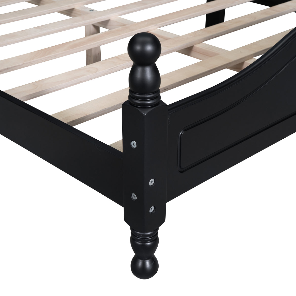 variant-group:rf-n733wf310132aab|Roomfitters Queen Size Wood Platform Bed Frame, Retro-Inspired Design with Sturdy Wooden Slat Support for Classic and Modern Interiors, Black
