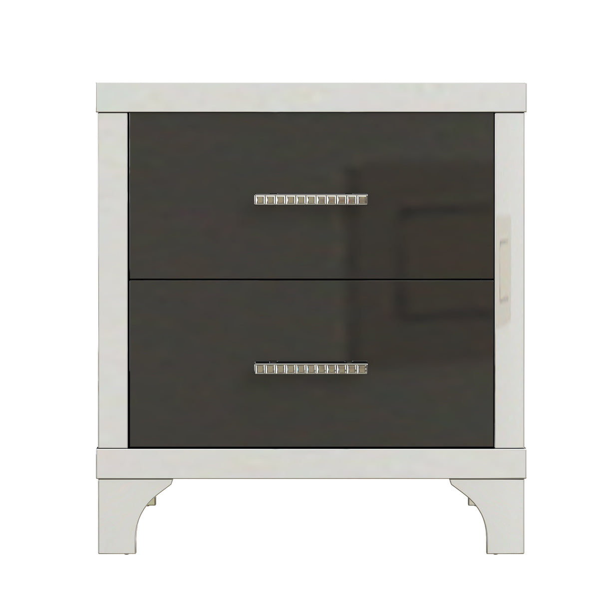 variant-group:rf-n733p205356b|Roomfitters High Gloss Nightstand with Metal Handle, Mirrored Bedside Storage Table for Bedroom or Living Room, Black