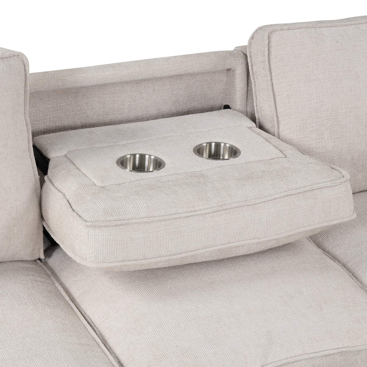 variant-group:rf-n711wy000418aaa|Roomfitters Upholstered Sleeper Sectional Sofa with Storage, USB Port, and 2 Cup Holders, Living Room Couch, Beige
