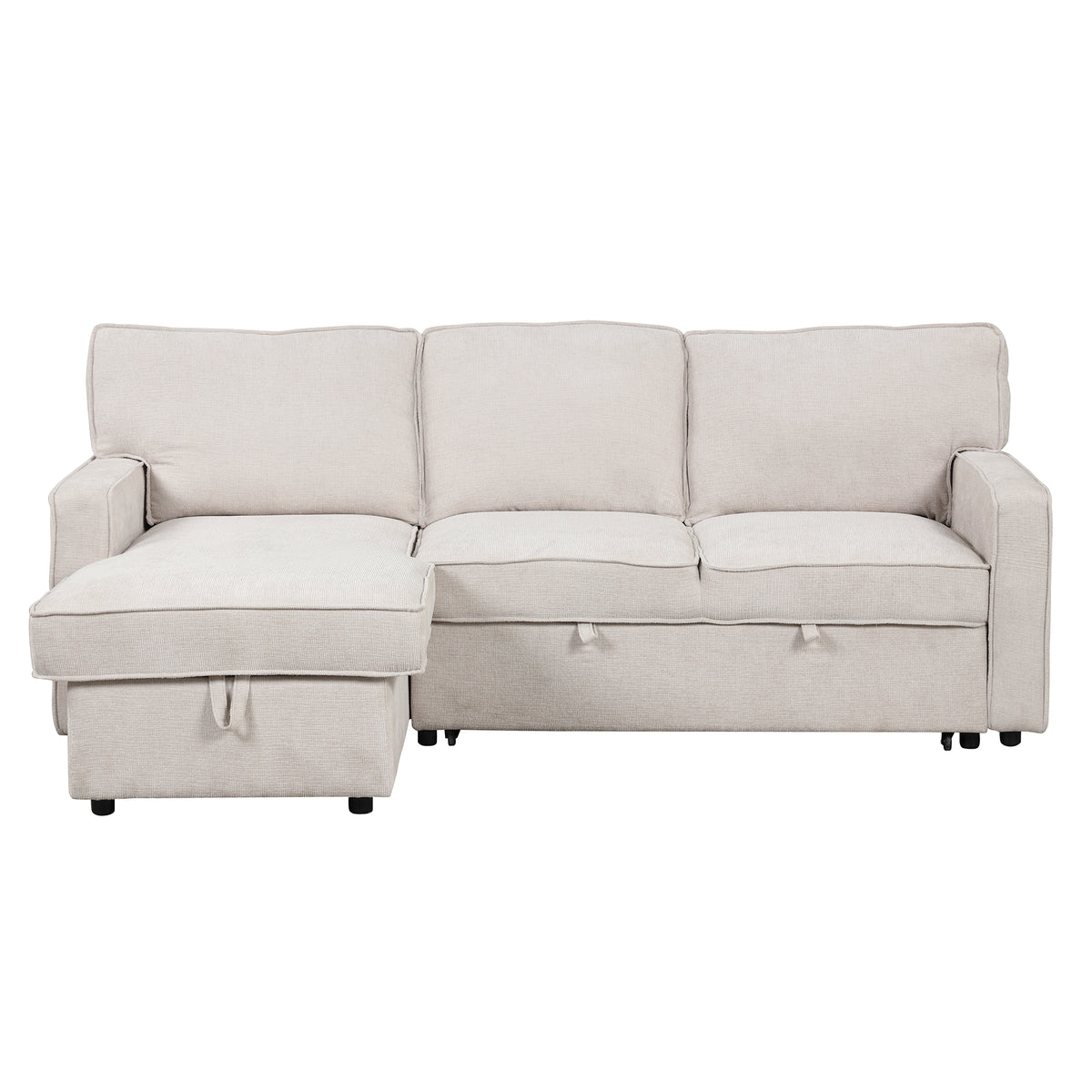 variant-group:rf-n711wy000418aaa|Roomfitters Upholstered Sleeper Sectional Sofa with Storage, USB Port, and 2 Cup Holders, Living Room Couch, Beige
