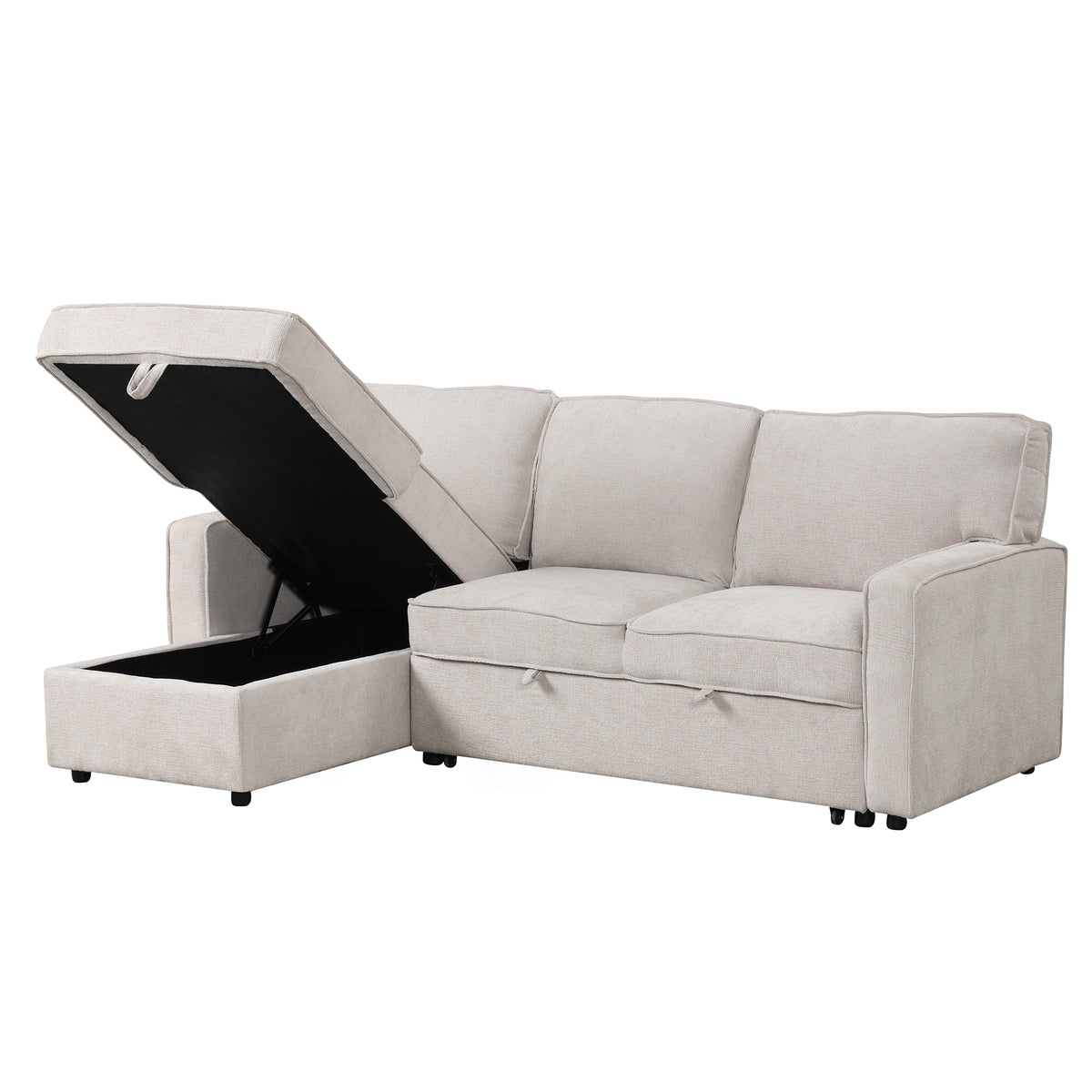 variant-group:rf-n711wy000418aaa|Roomfitters Upholstered Sleeper Sectional Sofa with Storage, USB Port, and 2 Cup Holders, Living Room Couch, Beige