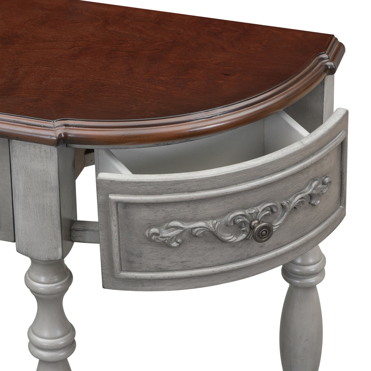variant-group:rf-n711p186862e|Roomfitters 52" Modern Curved Console Table with Shelf, Entryway Sofa Table for Living Room, Antique Grey