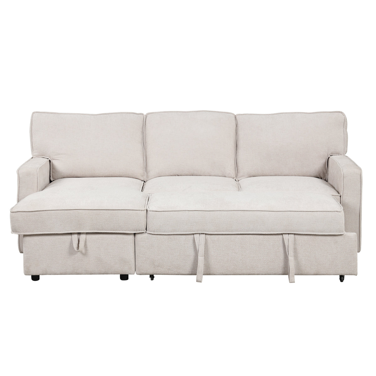 variant-group:rf-n711wy000418aaa|Roomfitters Upholstered Sleeper Sectional Sofa with Storage, USB Port, and 2 Cup Holders, Living Room Couch, Beige