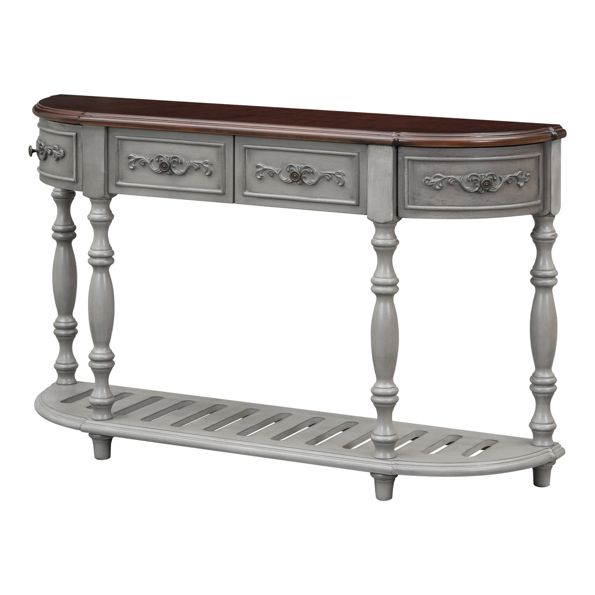variant-group:rf-n711p186862e|Roomfitters 52" Modern Curved Console Table with Shelf, Entryway Sofa Table for Living Room, Antique Grey