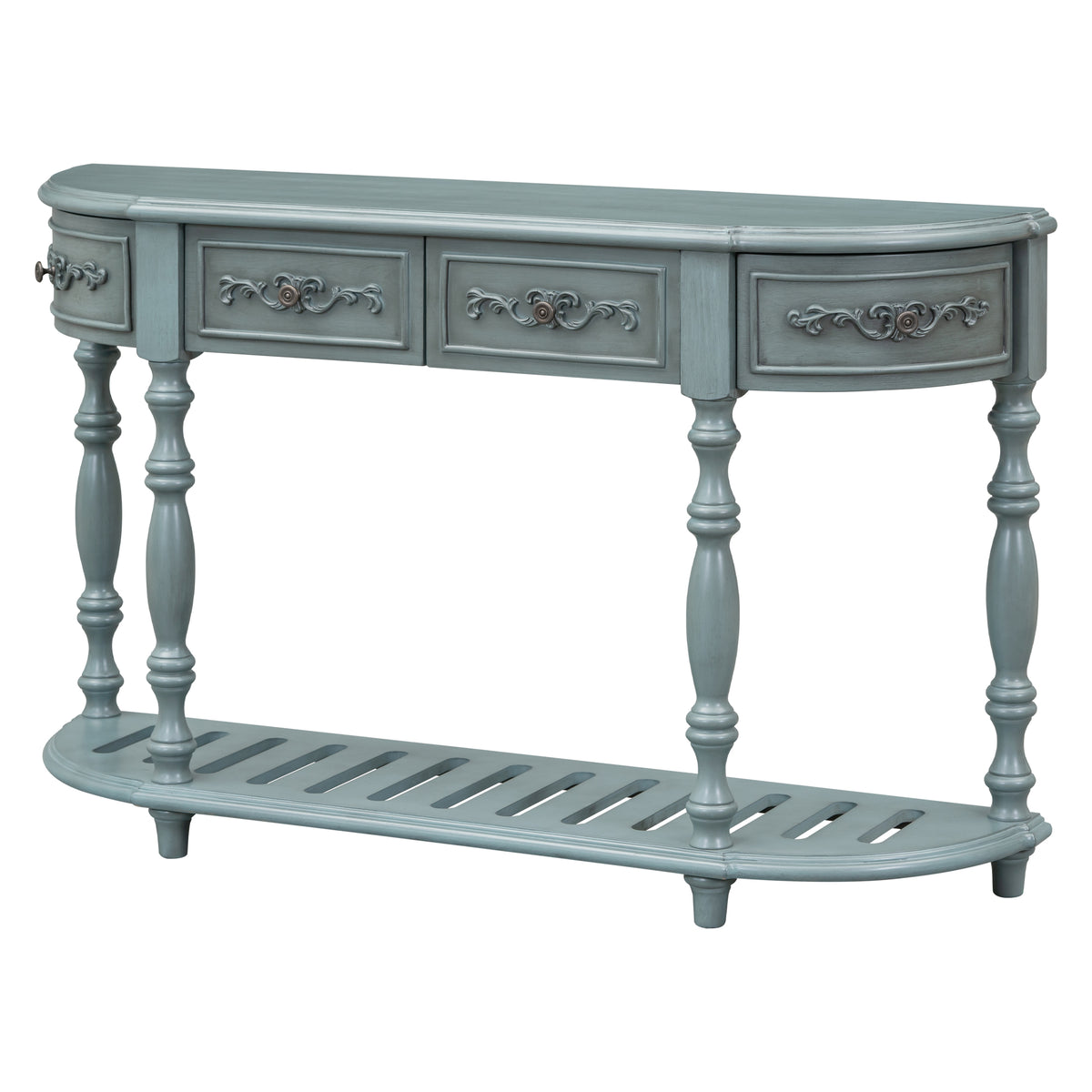 variant-group:rf-n711p186862c|Roomfitters 52" Modern Curved Console Table with Shelf, Entryway Sofa Table for Living Room, Antique Blue