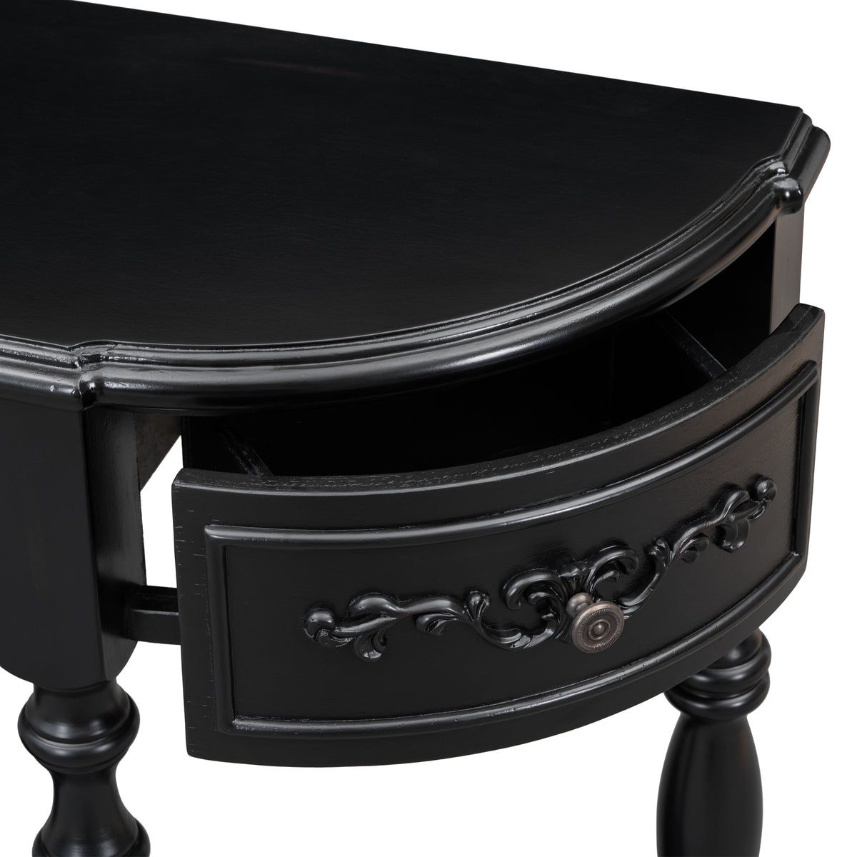 variant-group:rf-n711p186862b|Roomfitters 52" Modern Curved Console Table with Shelf, Entryway Sofa Table for Living Room, Black