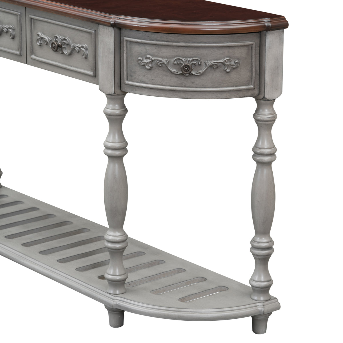 variant-group:rf-n711p186862e|Roomfitters 52" Modern Curved Console Table with Shelf, Entryway Sofa Table for Living Room, Antique Grey