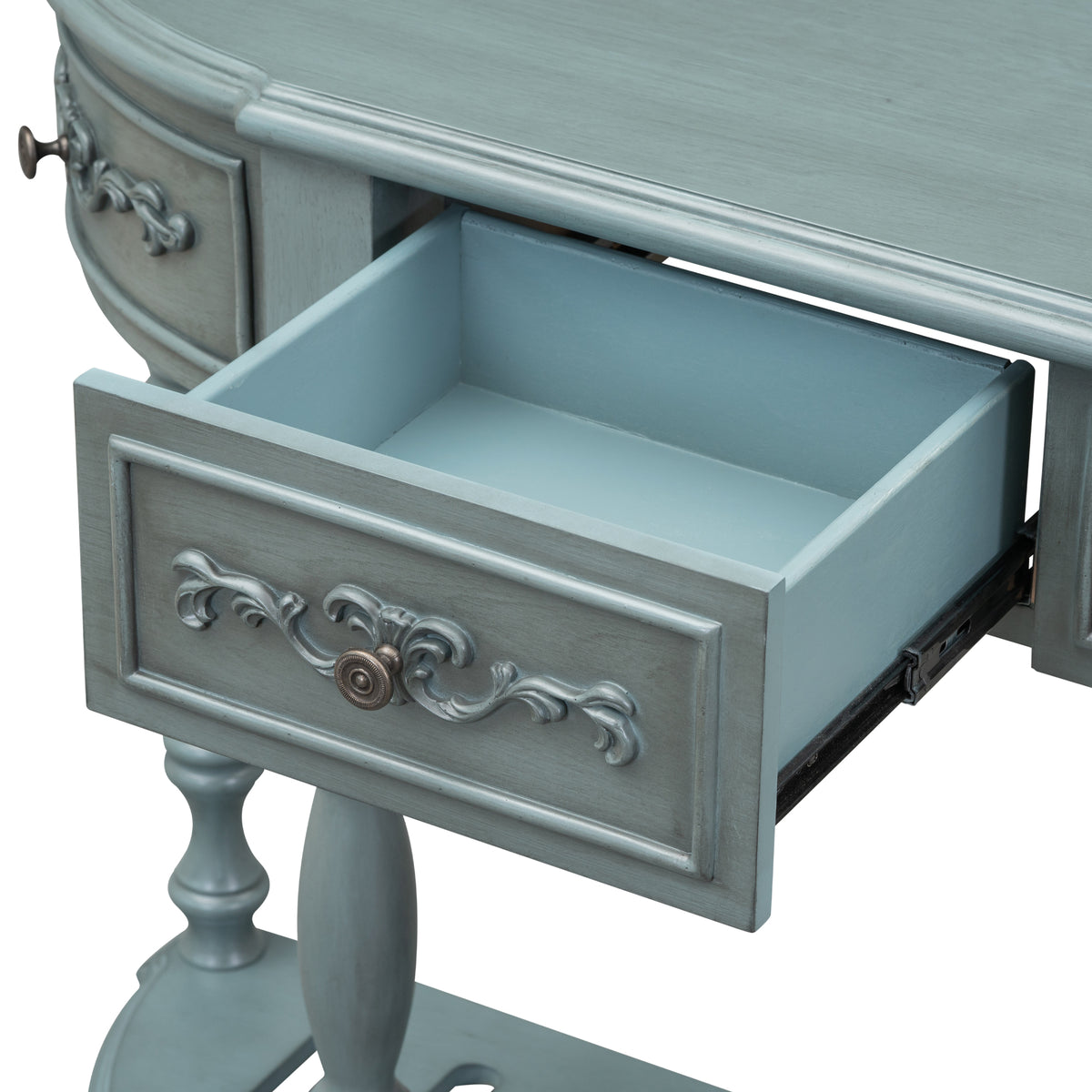 variant-group:rf-n711p186862c|Roomfitters 52" Modern Curved Console Table with Shelf, Entryway Sofa Table for Living Room, Antique Blue