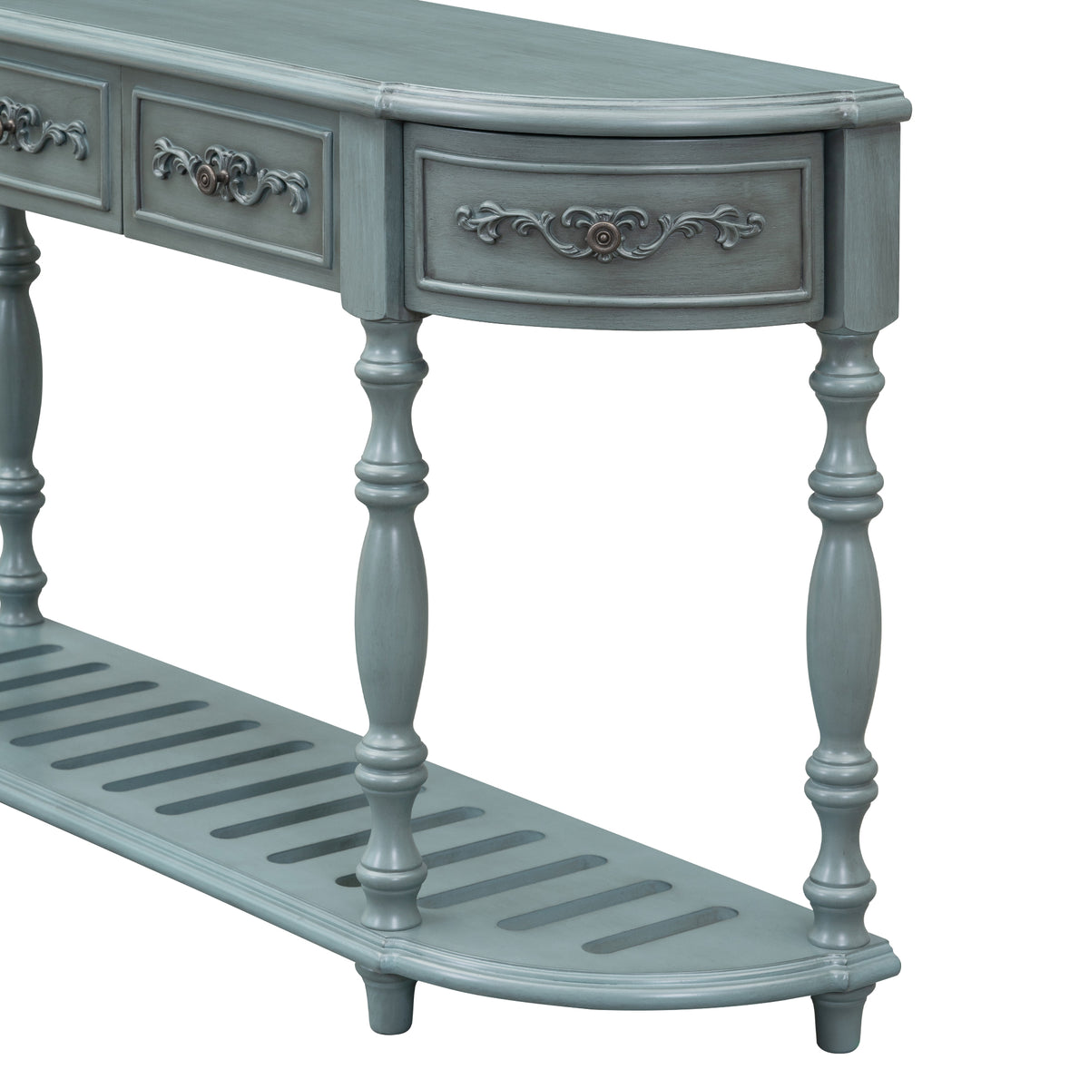 variant-group:rf-n711p186862c|Roomfitters 52" Modern Curved Console Table with Shelf, Entryway Sofa Table for Living Room, Antique Blue