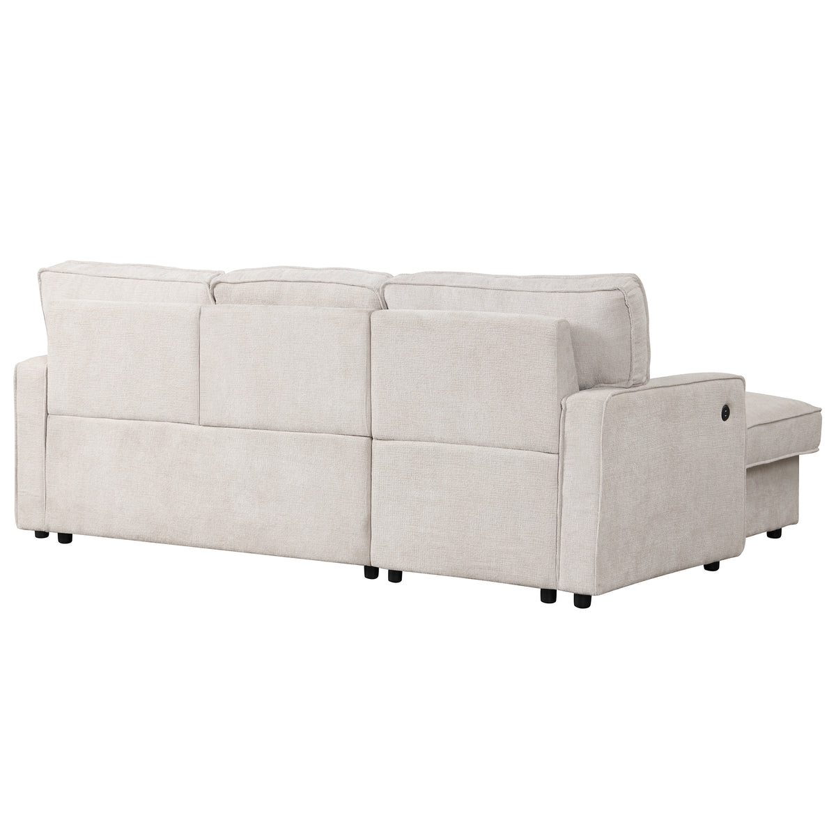 variant-group:rf-n711wy000418aaa|Roomfitters Upholstered Sleeper Sectional Sofa with Storage, USB Port, and 2 Cup Holders, Living Room Couch, Beige