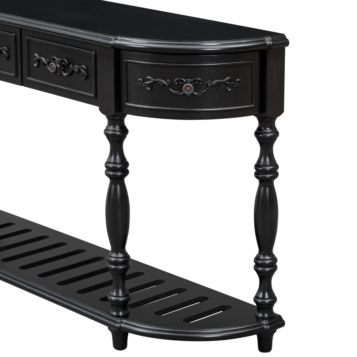 variant-group:rf-n711p186862b|Roomfitters 52" Modern Curved Console Table with Shelf, Entryway Sofa Table for Living Room, Black