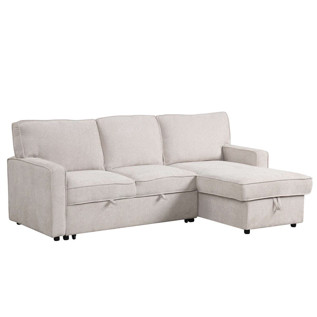variant-group:rf-n711wy000418aaa|Roomfitters Upholstered Sleeper Sectional Sofa with Storage, USB Port, and 2 Cup Holders, Living Room Couch, Beige