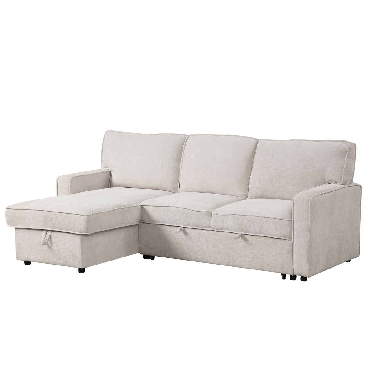 variant-group:rf-n711wy000418aaa|Roomfitters Upholstered Sleeper Sectional Sofa with Storage, USB Port, and 2 Cup Holders, Living Room Couch, Beige