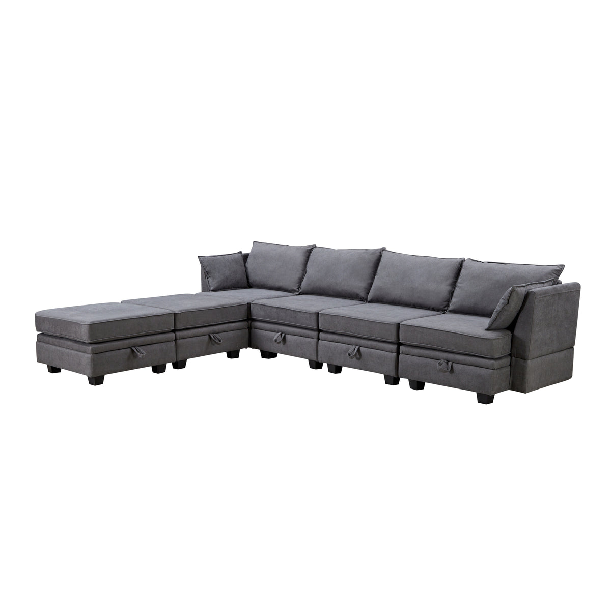 variant-group:rf-n711wy000363aad|Roomfitters Modern Large U-Shape Modular Sectional Sofa, Convertible Sofa Bed with Reversible Chaise for Living Room, Storage Seat, Dark Grey