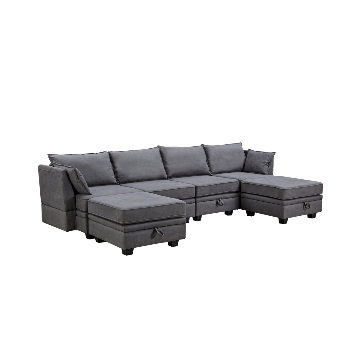 variant-group:rf-n711wy000363aad|Roomfitters Modern Large U-Shape Modular Sectional Sofa, Convertible Sofa Bed with Reversible Chaise for Living Room, Storage Seat, Dark Grey