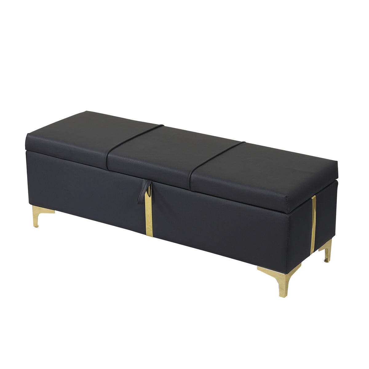 variant-group:rf-n733p207788b|Roomfitters Elegant Upholstered Storage Ottoman Bench with Metal Legs for Bedroom or Living Room, Fully Assembled Except Legs, Black