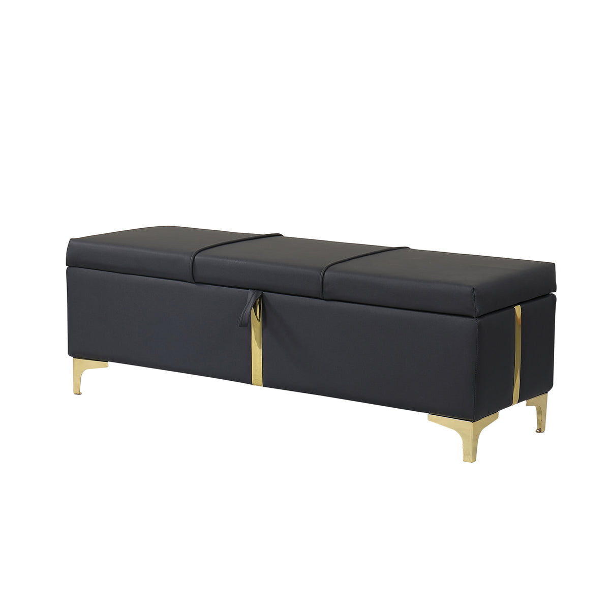 variant-group:rf-n733p207788b|Roomfitters Elegant Upholstered Storage Ottoman Bench with Metal Legs for Bedroom or Living Room, Fully Assembled Except Legs, Black