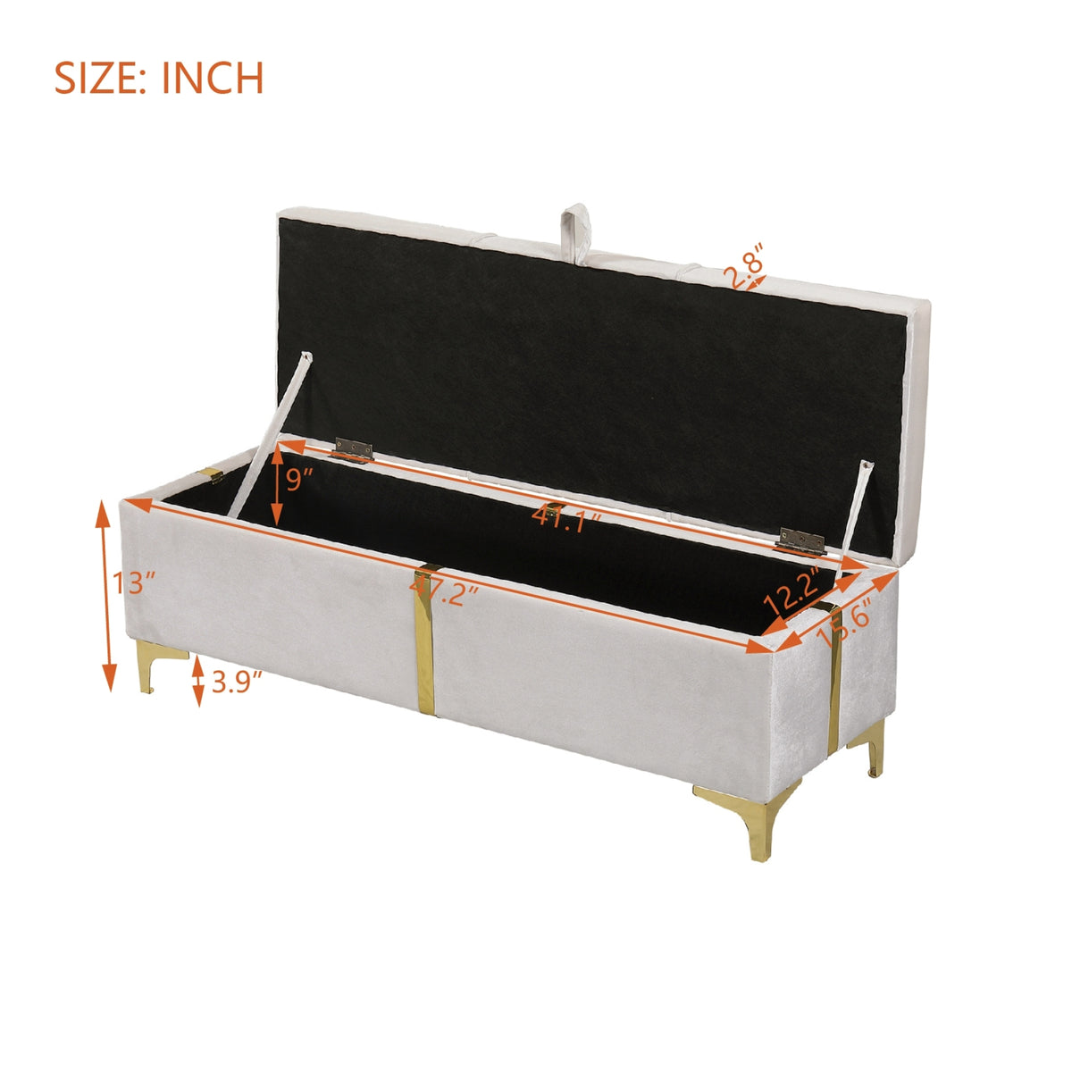 variant-group:rf-n733p207788a|Roomfitters Elegant Upholstered Storage Ottoman, Storage Bench with Metal Legs for Bedroom, Living Room, Fully Assembled Except Legs, Beige