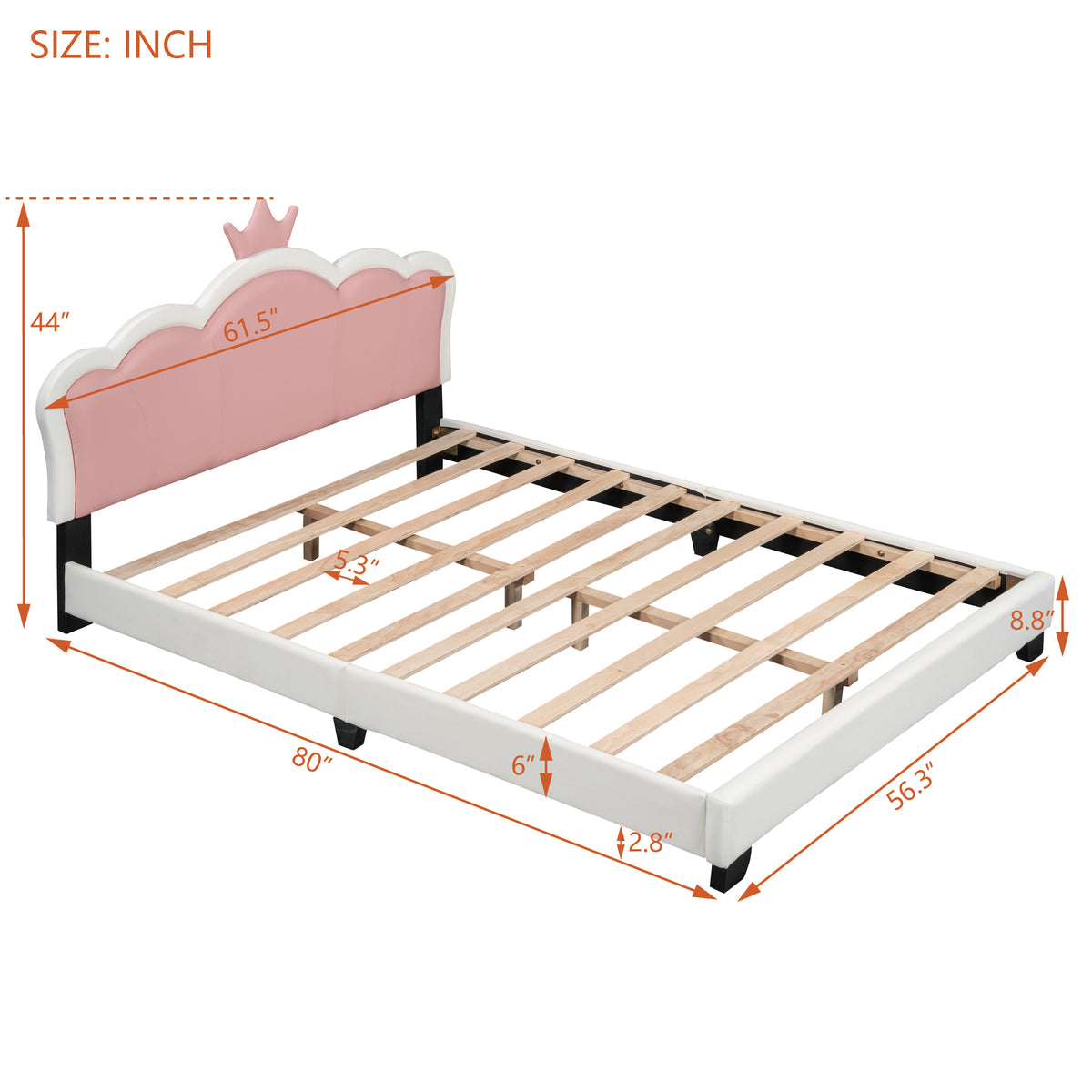 variant-group:rf-n733p180808k|Roomfitters Full Size Upholstered Princess Bed with Crown Headboard, Elegant Platform Bed with Tufted Headboard and Footboard for a Stylish Bedroom, White