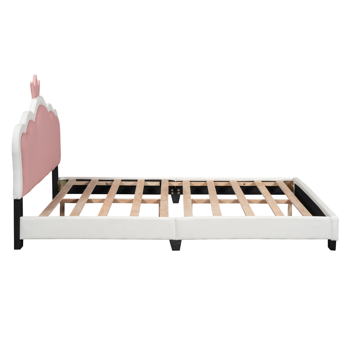 variant-group:rf-n733p180808k|Roomfitters Full Size Upholstered Princess Bed with Crown Headboard, Elegant Platform Bed with Tufted Headboard and Footboard for a Stylish Bedroom, White