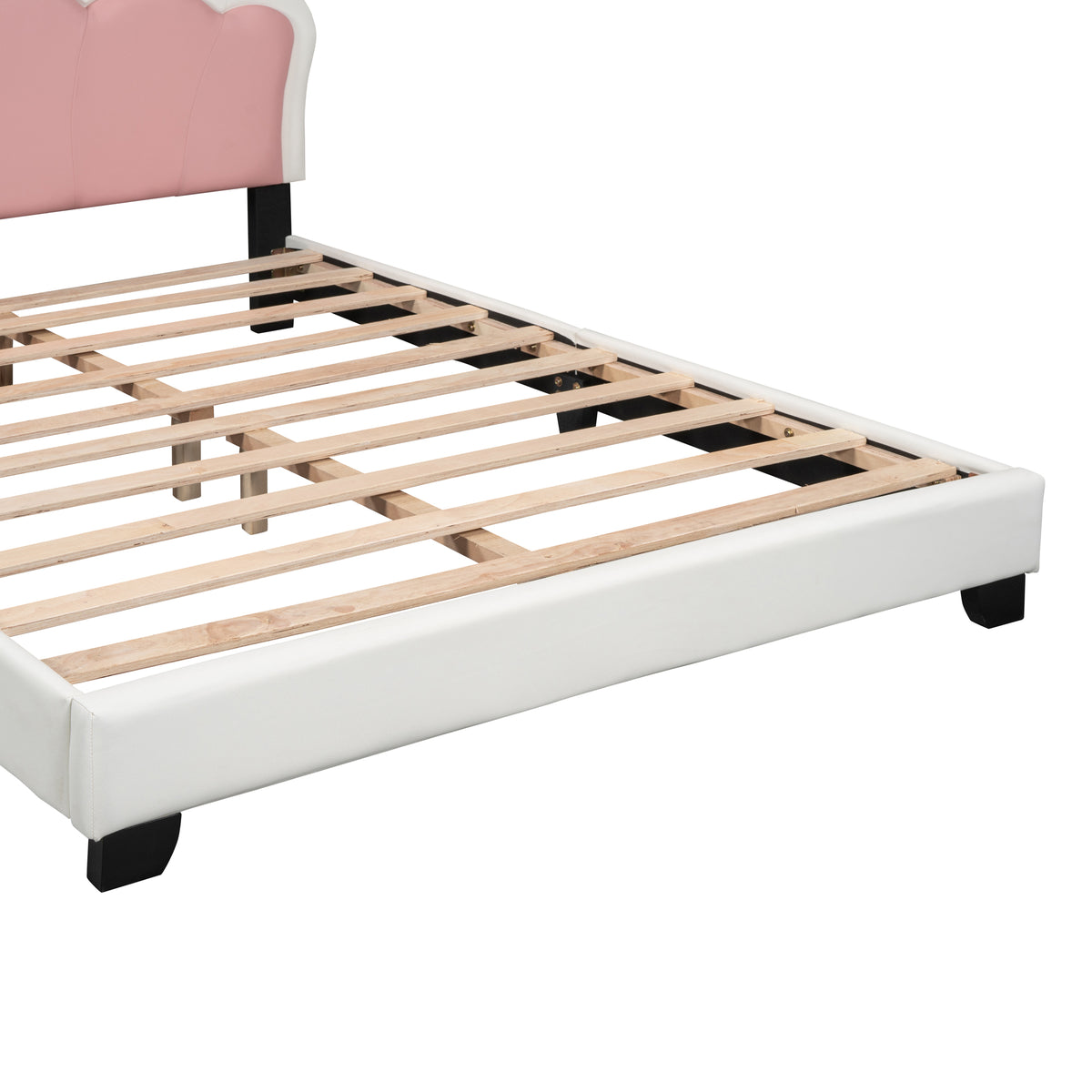 variant-group:rf-n733p180808k|Roomfitters Full Size Upholstered Princess Bed with Crown Headboard, Elegant Platform Bed with Tufted Headboard and Footboard for a Stylish Bedroom, White