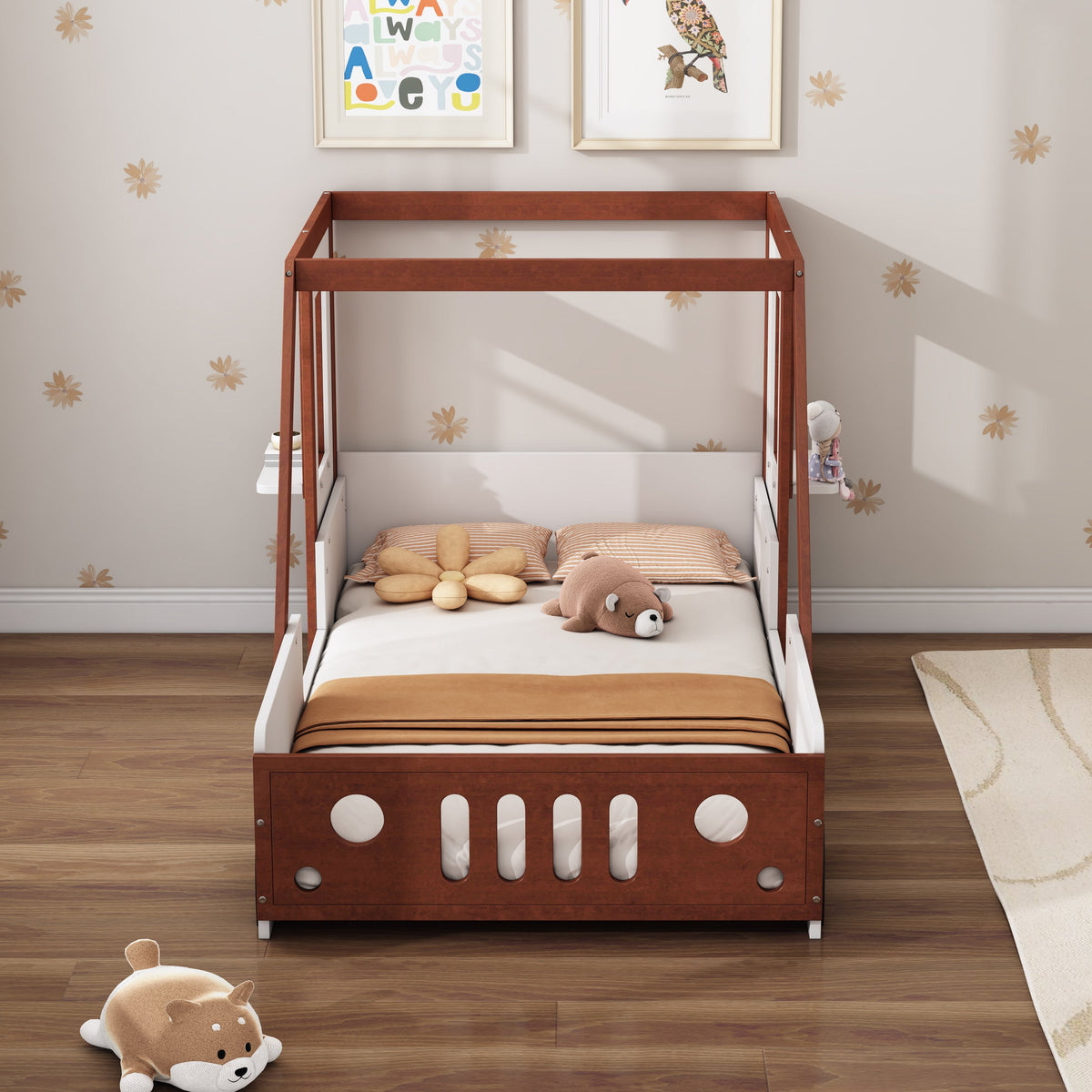 Roomfitters Fun Play Design Car-Shaped Twin Size Platform Bed for Kids and Teens, Orange Roomfitters