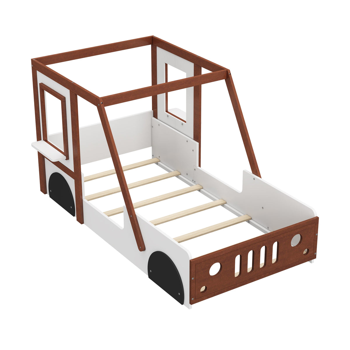 Roomfitters Fun Play Design Car-Shaped Twin Size Platform Bed for Kids and Teens, Orange Roomfitters