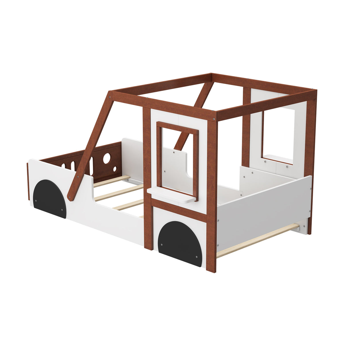 Roomfitters Fun Play Design Car-Shaped Twin Size Platform Bed for Kids and Teens, Orange Roomfitters