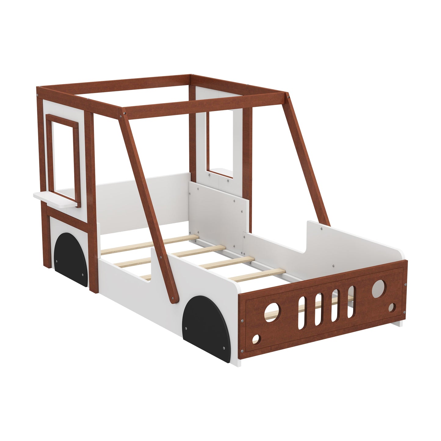 Roomfitters Fun Play Design Car-Shaped Twin Size Platform Bed for Kids and Teens, Orange Roomfitters