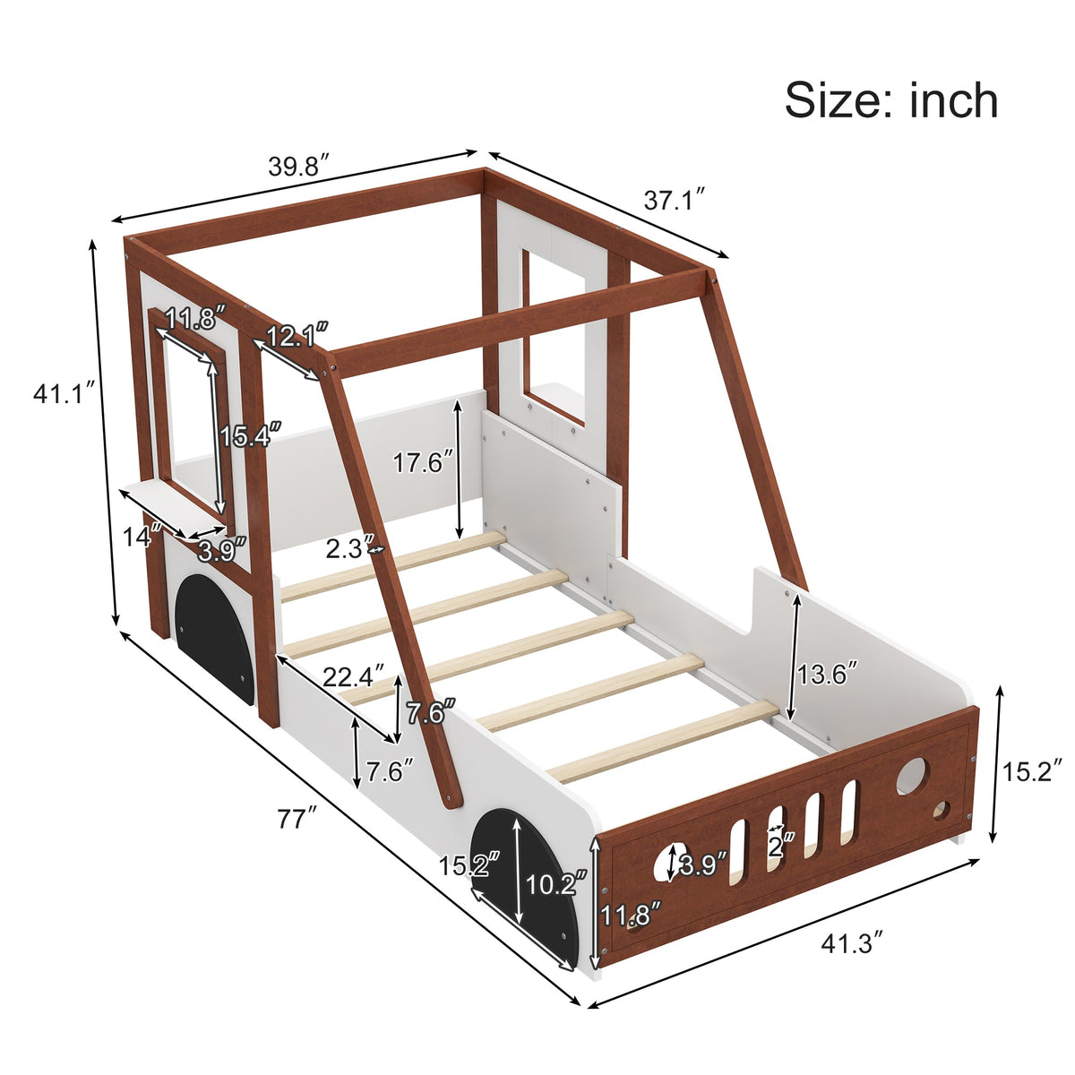 Roomfitters Fun Play Design Car-Shaped Twin Size Platform Bed for Kids and Teens, Orange Roomfitters
