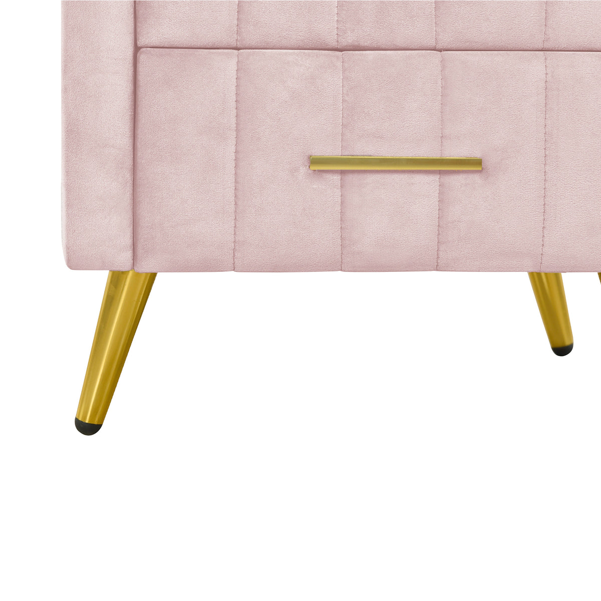 variant-group:rf-n733p208520h|Roomfitters Upholstered Nightstand with 3 Storage Compartments, Metal Legs and Handles, Marble-Inspired Worktop, Pink