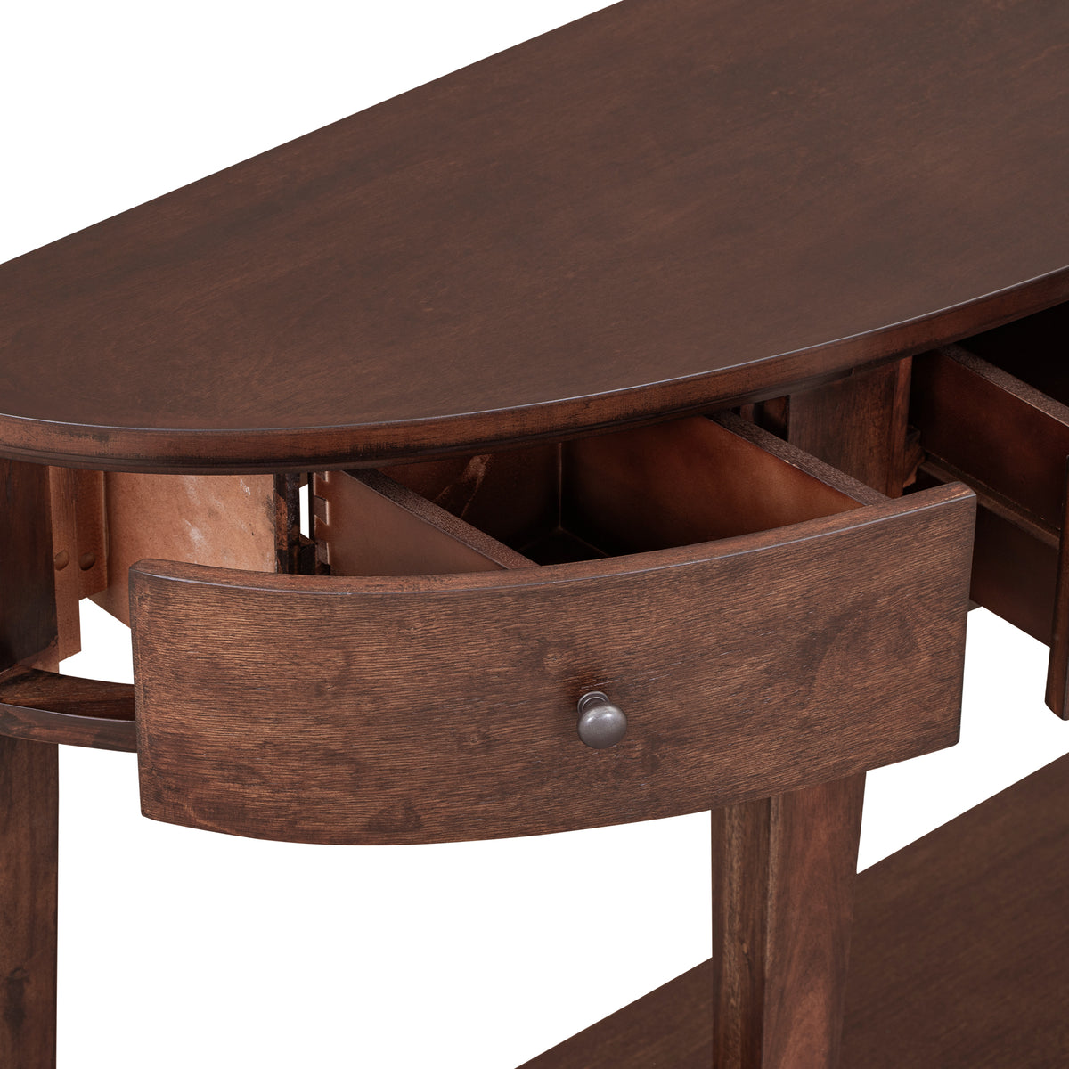 variant-group:rf-n711wf312995aad|Roomfitters Modern Curved Console Table with 3 Drawers and 1 Shelf, Perfect for Hallway, Entryway, or Living Room, Offering Modern Elegance and Practical Storage, Espresso