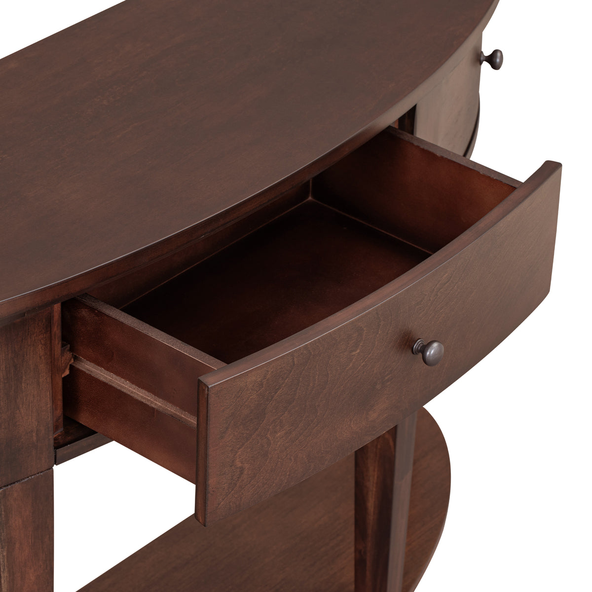 variant-group:rf-n711wf312995aad|Roomfitters Modern Curved Console Table with 3 Drawers and 1 Shelf, Perfect for Hallway, Entryway, or Living Room, Offering Modern Elegance and Practical Storage, Espresso