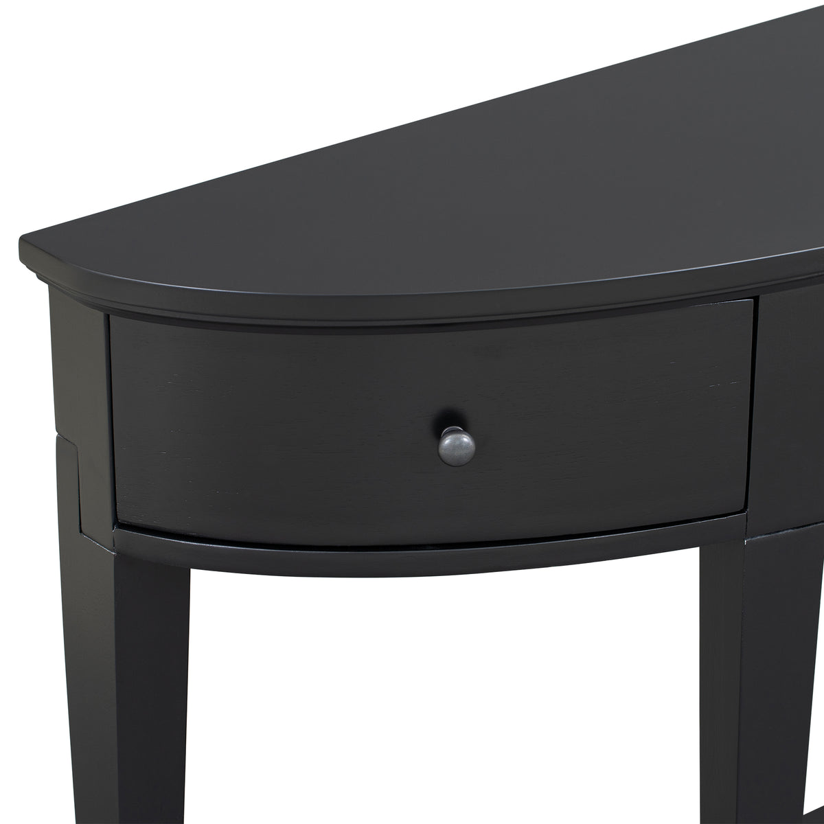 variant-group:rf-n711wf312995aab|Roomfitters Modern Curved Console Table with 3 Drawers and 1 Shelf, Ideal for Hallway, Entryway, or Living Room, Providing Stylish Storage with a Contemporary Flair, Black