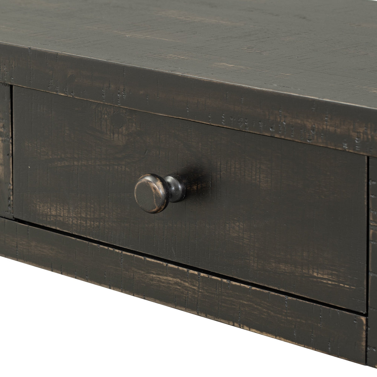 Roomfitters Retro Console Table with 4 Storage Drawers and Shelf, Entryway Table for Hallway, Antique Black Roomfitters