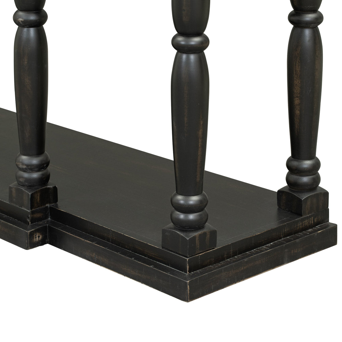 Roomfitters Retro Console Table with 4 Storage Drawers and Shelf, Entryway Table for Hallway, Antique Black Roomfitters