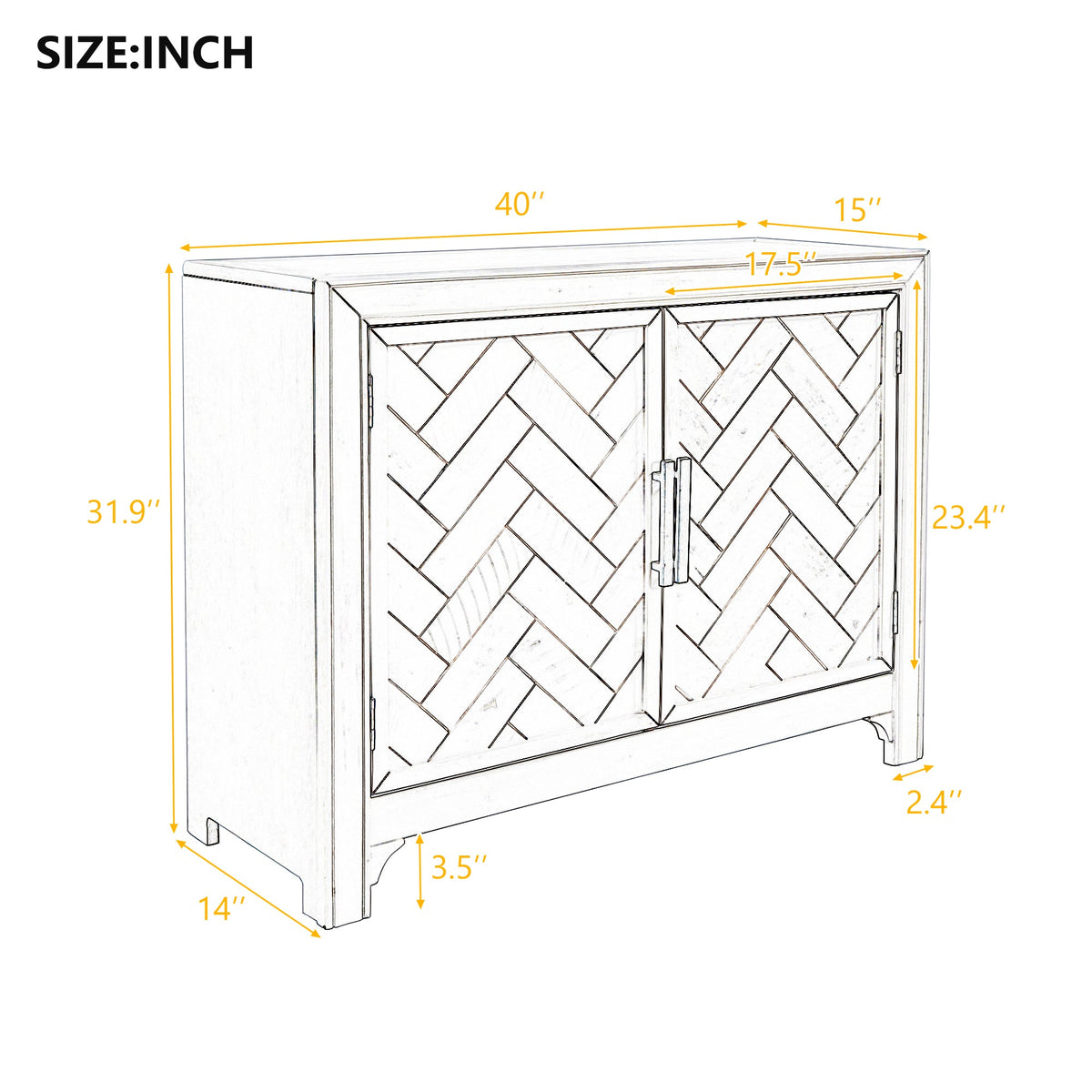Roomfitters 40" Modern Storage Cabinet with Unique Door Design, Adjustable Shelves, Sideboard for Living Room, Black Roomfitters