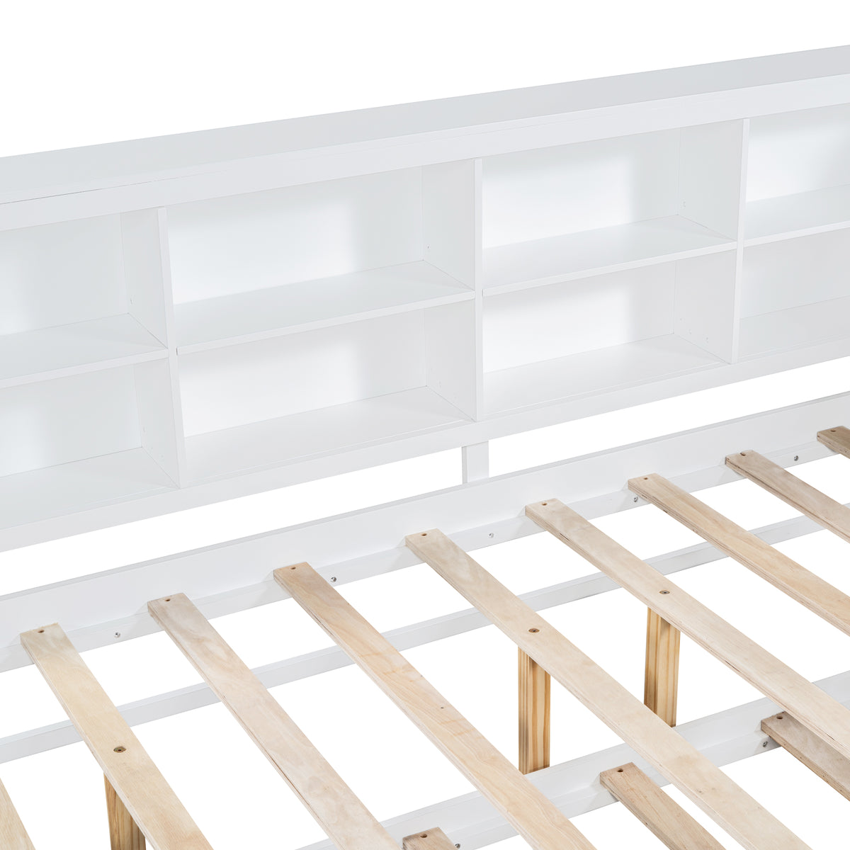 variant-group:rf-n733s347731k|Roomfitters Wooden Full Daybed with Twin Trundle, Storage Shelf & USB Charging Ports, White