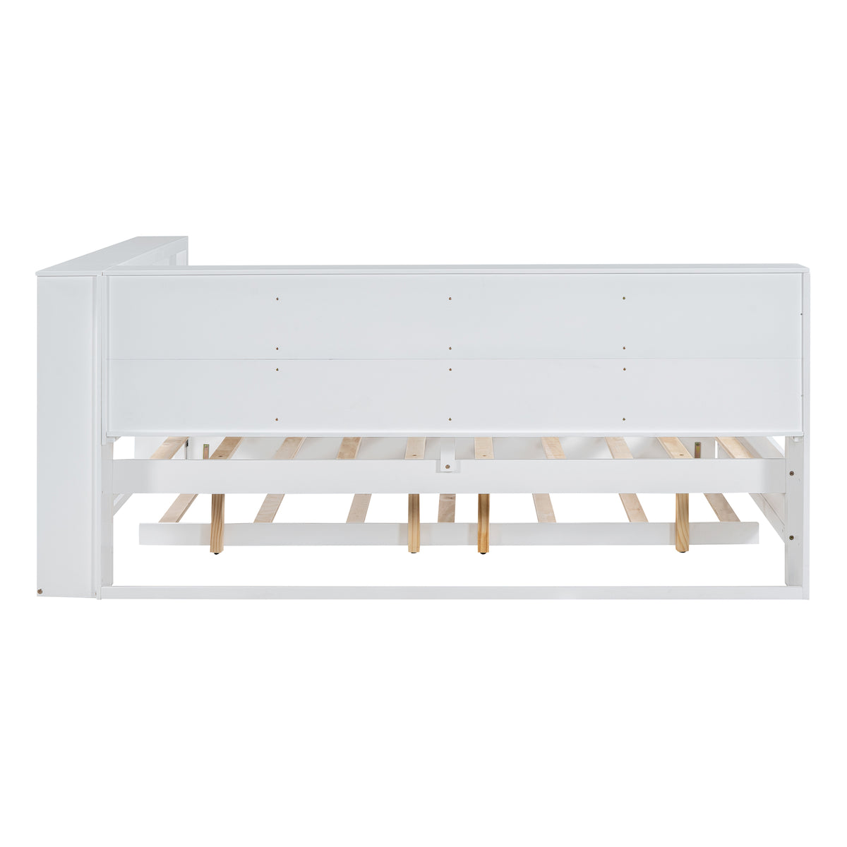 variant-group:rf-n733s347731k|Roomfitters Wooden Full Daybed with Twin Trundle, Storage Shelf & USB Charging Ports, White