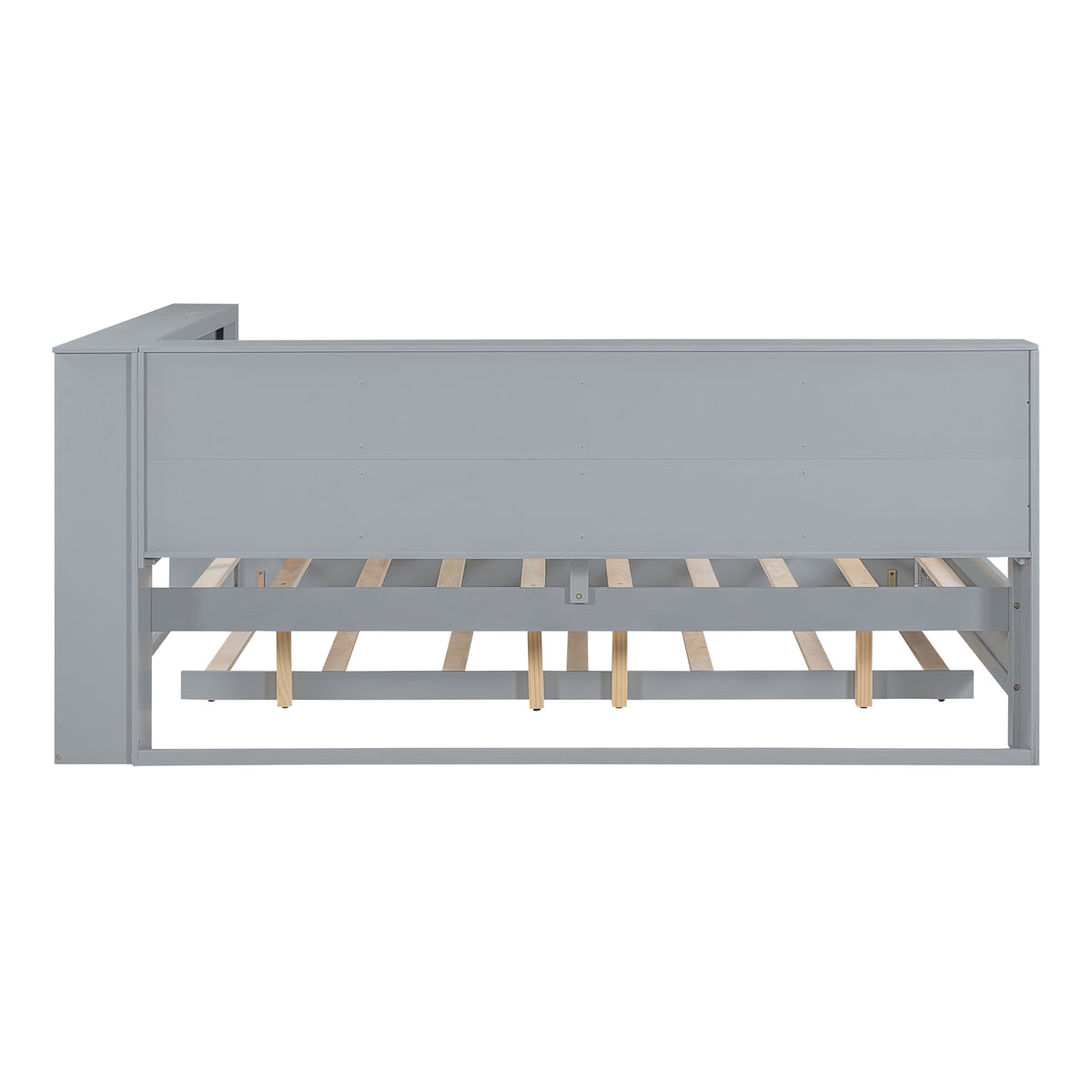 variant-group:rf-n733s347731e|Roomfitters Wooden Full Daybed with Twin Trundle, Storage Shelf & USB Charging Ports, Gray