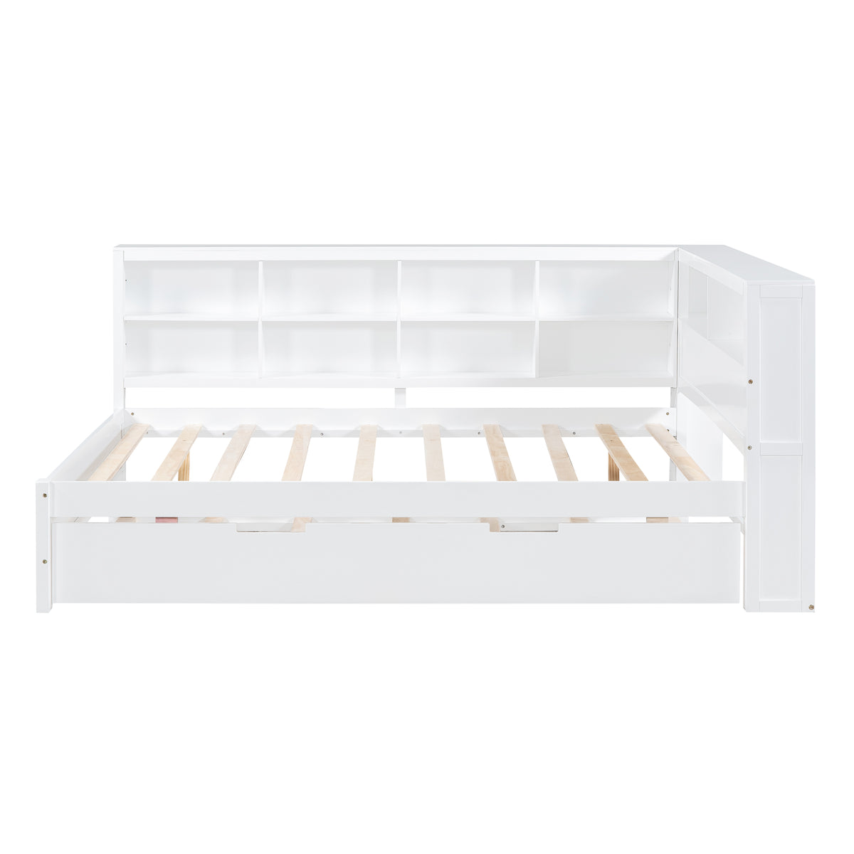 variant-group:rf-n733s347731k|Roomfitters Wooden Full Daybed with Twin Trundle, Storage Shelf & USB Charging Ports, White