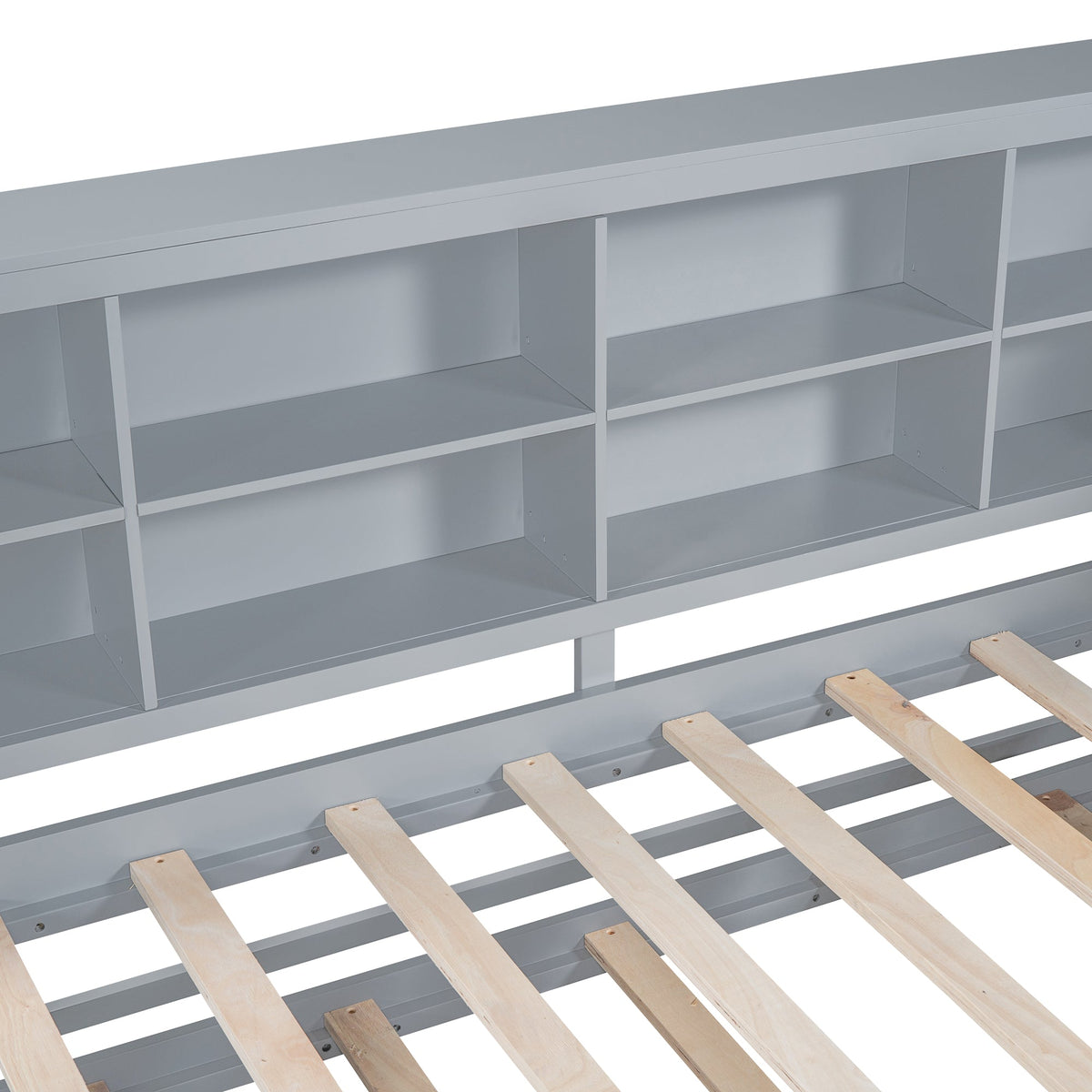 Roomfitters Wooden Twin Size Daybed with Twin Trundle, Storage Shelf, and USB Charging Ports, Space-Saving Multifunctional Design, Gray