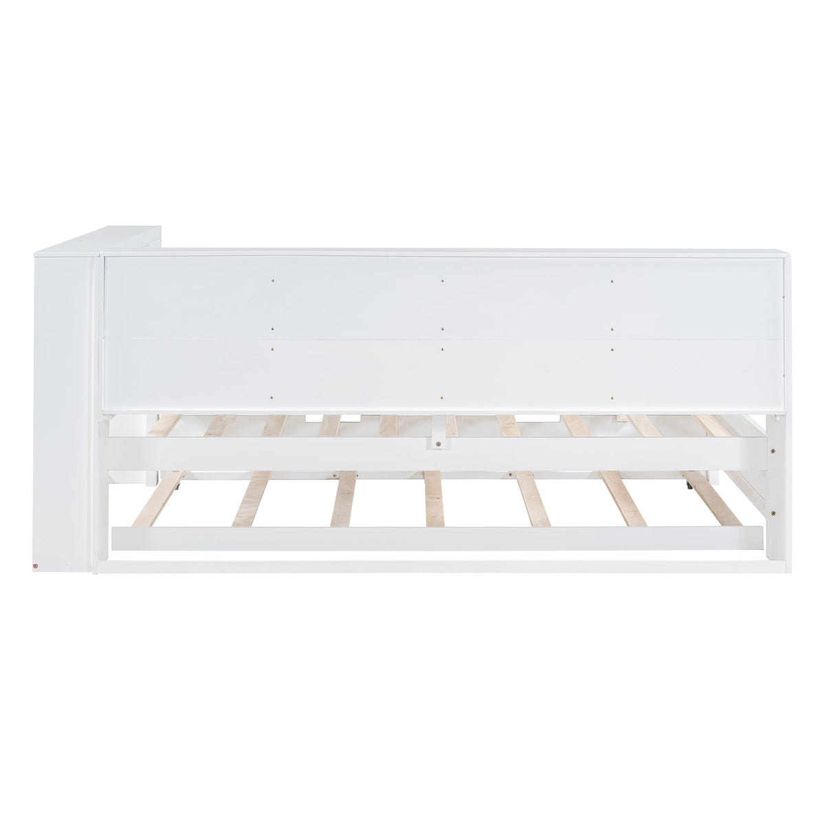 Roomfitters Wooden Twin Daybed with Twin Trundle, Storage Shelf & USB Charging Ports, White