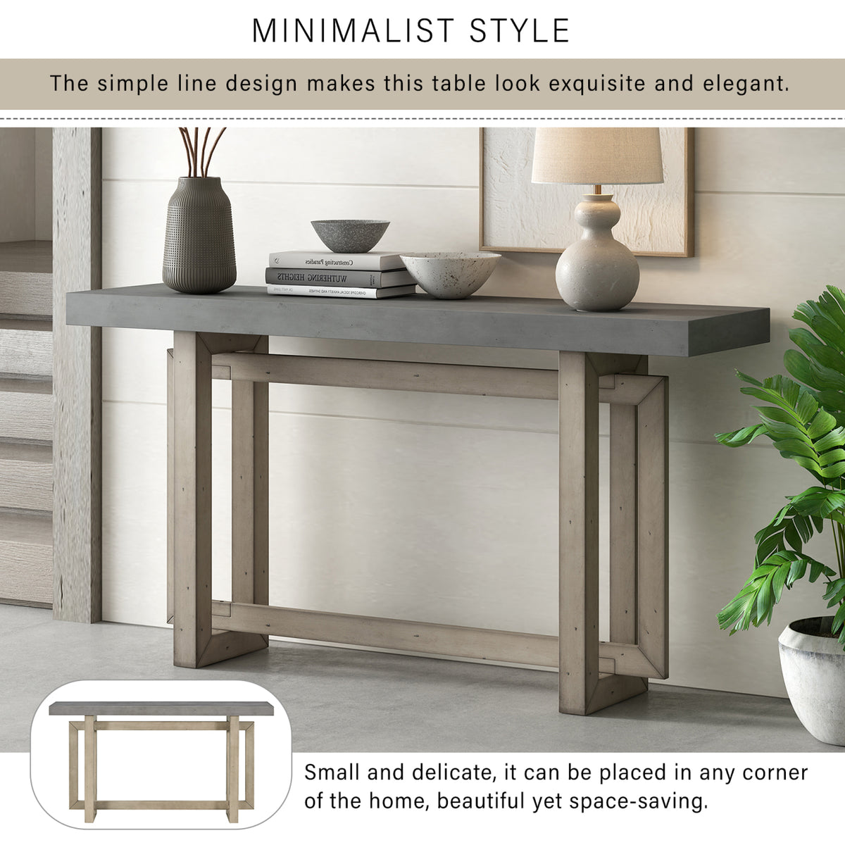 variant-group:rf-n711p230809e|Roomfitters Contemporary Console Table with Wooden Top and Base, Extra Long Entryway Table, Grey
