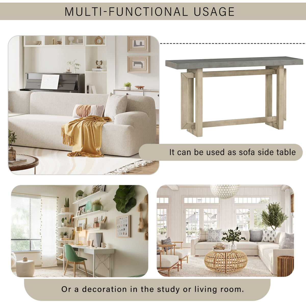 variant-group:rf-n711p230809e|Roomfitters Contemporary Console Table with Wooden Top and Base, Extra Long Entryway Table, Grey