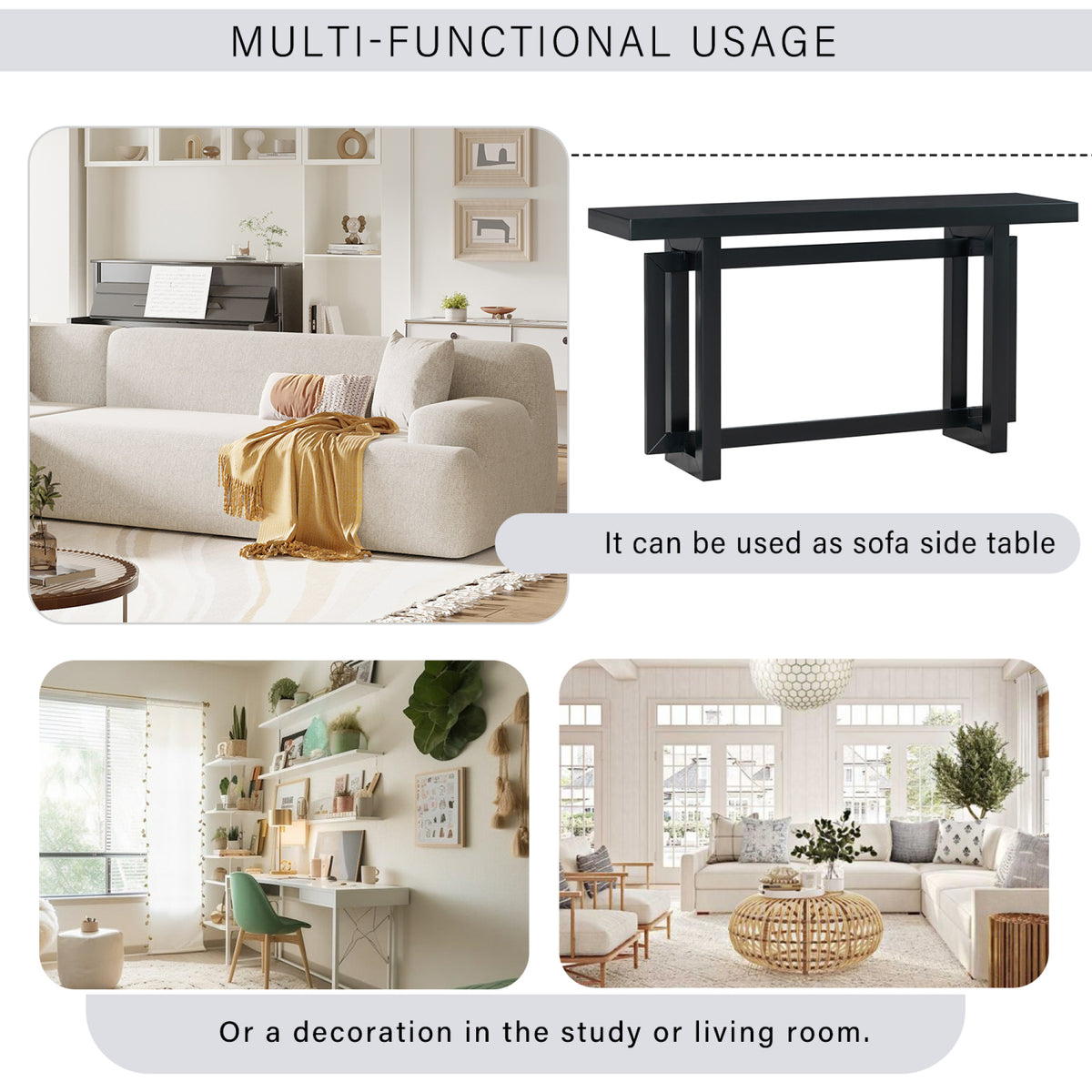 variant-group:rf-n711p230809b|Roomfitters Contemporary Console Table with Wooden Top and Base, Extra Long Entryway Table, Black