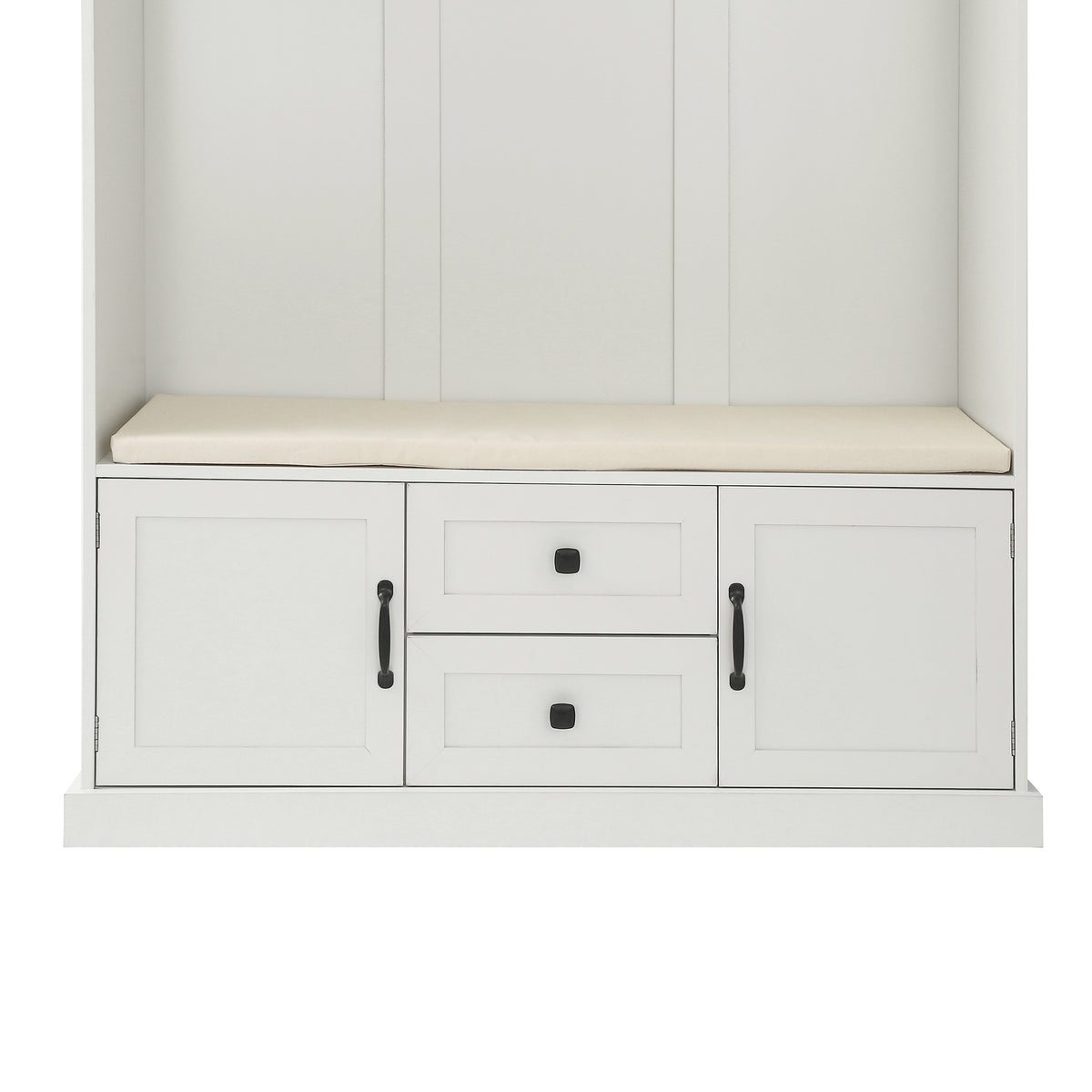 variant-group:rf-n724jy000112aaa|Roomfitters 3-in-1 Hall Tree with 3 Hooks, Entryway Coat Hanger and Storage Bench, 47.2" Organizer for Hallway, White