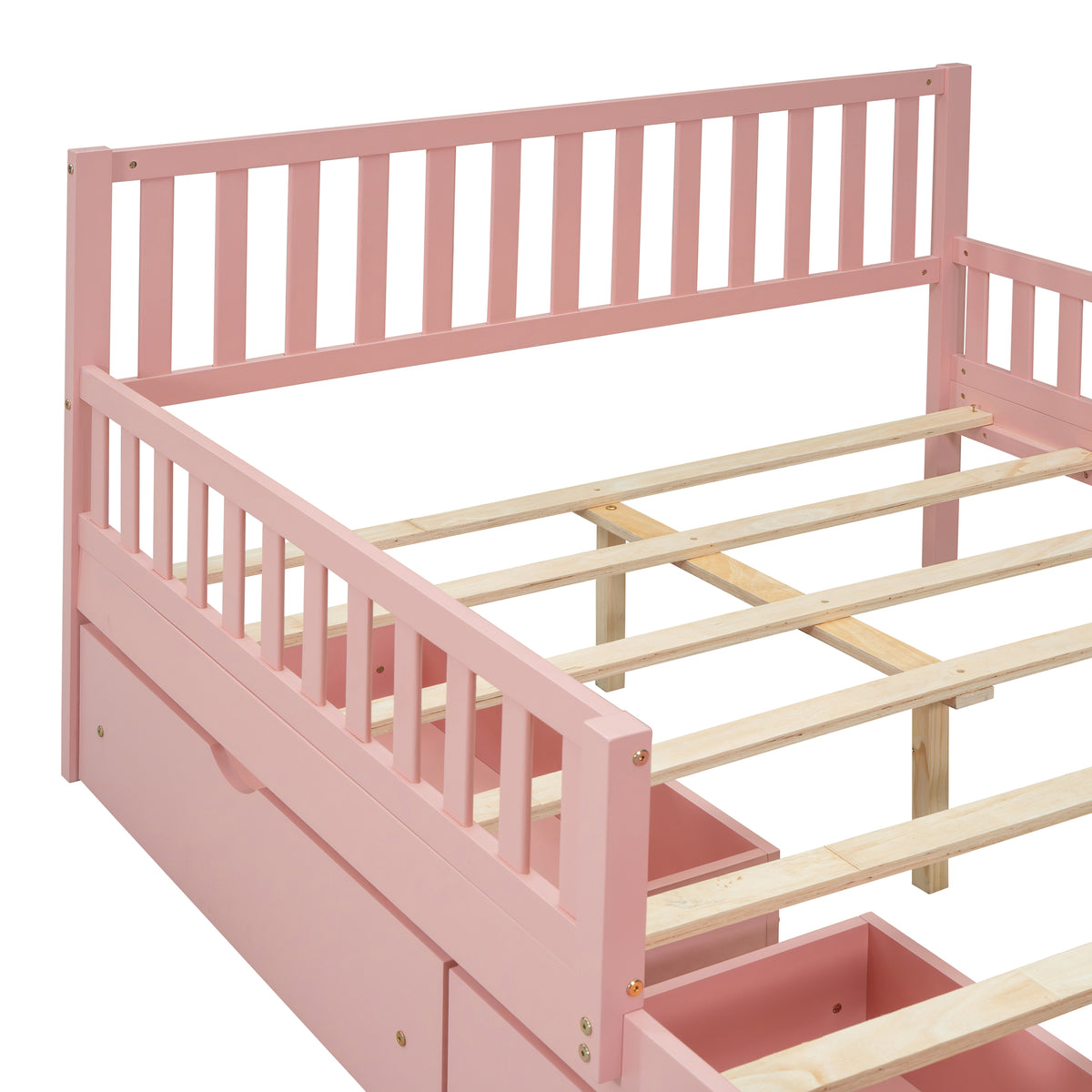 variant-group:rf-n733p172700h|Roomfitters Full Size Wood Platform Bed with Guardrails and Two Storage Cabinets, Pink