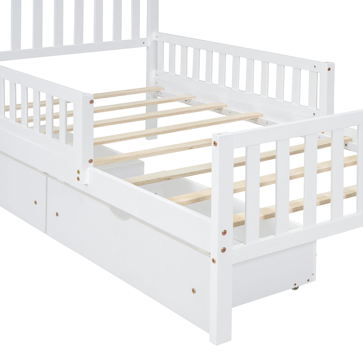 variant-group:rf-n733p172696k|Roomfitters Twin Size Wood Platform Bed with Guardrails and Two Storage Cabinets, White